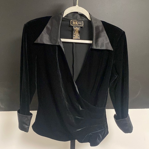RK evenings 90s black velour top size 12 - Picture 2 of 7